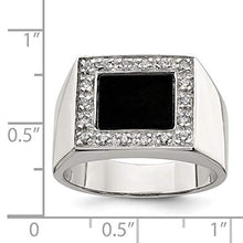 Load image into Gallery viewer, 925 Sterling Silver Mens Cubic Zirconia Cz Black Onyx Band Ring Size 9.00 Man Fine Jewelry For Dad Mens Gifts For Him
