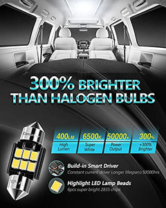 Combriller DE3175 Led Bulb DE3021 DE3022 Led Festoon Bulb 31MM Led Bulb 6000K White Super Bright, Canbus Error Free Festoon Led Bulb For Interior Dome Light, Map Light, License Plate Lights, Pack Of 4