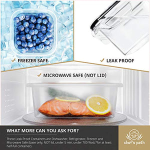 Food Storage Containers Set - Airtight Plastic Containers with Easy Snap Lids (16 Pack) - Leak Proof Kitchen & Pantry Organization - BPA-Free - 16 Chalkboard Labels & Marker - Chef’s Path