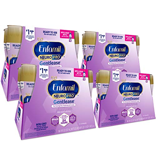 Enfamil Neuropro Gentlease Ready To Feed Baby Formula Milk, Mfgm, Omega 3 Dha, Probiotics, Iron & Immune Support, 6 Count Per Pack, 8 Fl Oz, Pack of 4