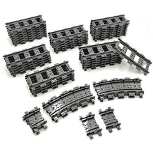 Load image into Gallery viewer, ZHX 56PCS City Train Tracks Accessories Straight and Flexible Train Tracks Railroad Building Toy Compatible with Major Brand (36 Straight and 20 Flexible) (56pcs(36 Straight and 20 Flexible))
