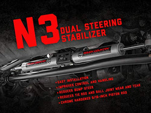 Rough Country N3 Dual Steering Stabilizer for 07-18 Jeep Wrangler JK - 8734930