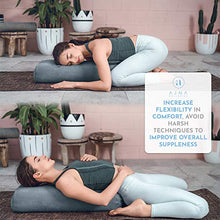 Load image into Gallery viewer, Ajna Yoga Bolster Pillow for Meditation and Support - Rectangular Yoga Cushion - Yoga Accessories from Machine Washable with Carry Handle - Celestite Blue
