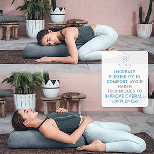 Ajna Yoga Bolster Pillow for Meditation and Support - Rectangular Yoga Cushion - Yoga Accessories from Machine Washable with Carry Handle - Celestite Blue