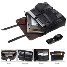 Load image into Gallery viewer, Leather Messenger Bag for Men, 17.3 Inch Vintage Leather Laptop Bag Briefcase Satchel, Large Messenger Bag Water Resistant School Work Bag (Black) …
