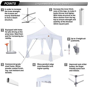 ABCCANOPY Patio Pop Up Canopy Tent with Curtain 10x10 Event-Series (White)