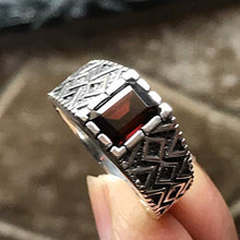 Load image into Gallery viewer, Natural 2ct Pyrope Garnet 925 Sterling Silver Men's Ring Size 7, 7.75, 8, 8.25, 9.75, 10, 10.25, 10.75, 11, 11.25, 11.75, 12, 12.25
