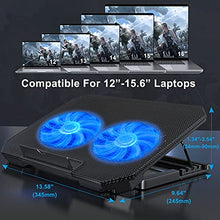 Load image into Gallery viewer, LIENS Laptop Cooling Pad with Adjustable Height Two 5.1 Inches Fan 2 USB Ports Suitable for 12"-15.6" Laptops（Black）
