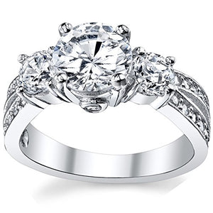 1.50 Carat Round Cubic Zirconia" Past, Present, Future" Sterling Silver 925 Wedding Engagement Ring 7