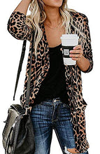 Load image into Gallery viewer, Shirt Cardigan for Women Printed Cardigan Leopard Coat Long Sleeve Open Front Cardigan Top w Pockets Brown
