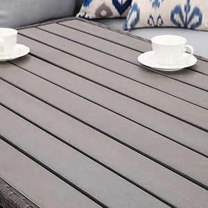 Wisteria Lane Patio Furniture Set,7 Piece Outdoor Dining Sectional Sofa Couch with Dining Table and Chair, All Weather Deck Wicker Conversation Set with Cushion, Grey