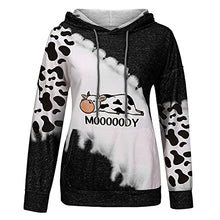 Load image into Gallery viewer, Fall Clothes for Women Cute Cow Print Color Block Long Sleeve Pocket Hoodie Teen Girls Oversized Winter Warm Loose Lightweight Hooded Open Front Cardigan Jacket Coat Tops Pullover(Black,Medium)

