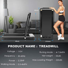 Load image into Gallery viewer, Folding Treadmill,2 in1 Small Treadmills for Home,2.25Hp Electric Under Desk Treadmill Weight Machine with Bluetooth Speakers&amp;Remote Control,Built-in 5 Modes&amp;12 Programs,Installation-Free (Black)
