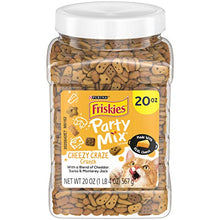 Load image into Gallery viewer, Purina Friskies Made in USA Cat Treats, Party Mix Cheezy Craze Crunch - 20 oz. Canister, Cheese Blend (050000169818)
