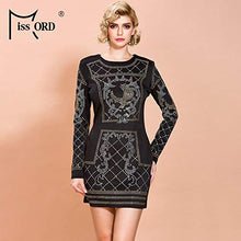 Load image into Gallery viewer, Miss ord Women's Long Sleeve Halter Studded Casual Mini Dress with Zipper Black X-Small
