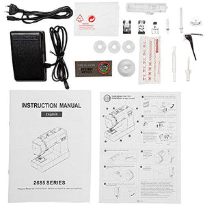Sewing Machines, Portable Embroidery Machine with 200 Built-in Stitches and 8 Buttonhole Patterns, Portable Sewing Machine for Sewing, Hem, Reverse Sewing Equipped with Lighting (AA-Sewing Machine)