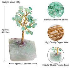 Load image into Gallery viewer, JIC Gem Green Aventurine Healing Crystal Gemstone Tree Wire Wrapped On Natural Green Fluorite Base Home Office Decor Tree Figurine
