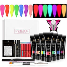Load image into Gallery viewer, Saviland Poly Nail Gel Kit - Neon Glow in the Dark Poly Nail Gel Nail Extension Gel Builder Gel Nail Enhancement Manicure Kit

