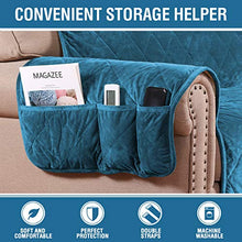 Load image into Gallery viewer, H.VERSAILTEX Sofa Cover Quilted Thick Velvet Plush Couch Cover for 3 Cushion Sofa Slipcover Protector from Pets Dogs, Non-Slip Two Elastic Straps on Back and Base (Sofa 70&quot;, Peacock Blue)
