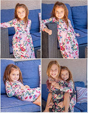 Load image into Gallery viewer, Arshiner Girls Long Sleeve Floral Print Round Neck Loose Casual Elastic Waist High Low Dress Pink 8-9 Years
