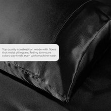 Load image into Gallery viewer, Satin Sheets Queen [4-Piece, Black] Hotel Luxury Silky Bed Sheets - Extra Soft 1800 Microfiber Sheet Set, Wrinkle, Fade, Stain Resistant - Deep Pocket Fitted Sheet, Flat Sheet, Pillow Cases
