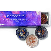 Load image into Gallery viewer, 4 Handmade Crystals and Healing Stones, 5G emf Protection and Stress Relief Gift Set. Orgonite Amethyst, Red Jasper, Rose Quartz, Lapis Lazuli Meditation, Relaxation and Restful Sleep Healing Crystals
