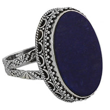 Load image into Gallery viewer, NOVICA Lapis Lazuli .925 Sterling Silver Oval Cocktail Ring 'Pool of Memories'
