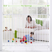 Load image into Gallery viewer, Munchkin Extending XL Tall and Wide Baby Gate,  Hardware Mounted Safety Gate for Stairs, Hallways and Doors, Extends 33&quot; - 56&quot; Wide, Metal, White
