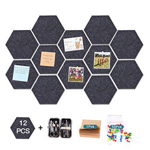 Load image into Gallery viewer, 12 Pcs Thickened Felt Hexagon Tile Board,Cork Board, Memo Board,Adhesive Wall Bulletin Board, Message Board,for School,Office,Home,Kitchen,Bedroom and Shop,12 Pcs+Notepad+50 pcs Pin+Manicure Set
