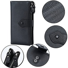 Load image into Gallery viewer, Women RFID Blocking Multi Credit Card Holder Genuine Leather Bifold Slim Wallets with Zipper Pocket(Black)
