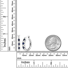 Load image into Gallery viewer, Gem Stone King 925 Sterling Silver Blue Sapphire and White Lab Grown Diamond Accent Women's Hoop Earrings (0.83 Cttw, 22MM = 0.85 Inches Diameter)

