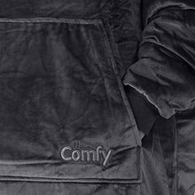 Load image into Gallery viewer, THE COMFY Original Quarter Zip | Oversized Microfiber &amp; Sherpa Wearable Blanket with Zipper, Seen On Shark Tank, One Size Fits All Charcoal
