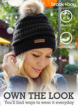 Load image into Gallery viewer, Pom Pom Beanie Winter Hat For Women - Faux Fur Pompom Warm, Thick &amp; Chunky Soft Cable Knit Hats - Cute &amp; Trendy Cold Weather Knitted Caps - Stylish &amp; Trendy Snow &amp; Ski Beanies for Ladies
