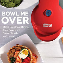 Load image into Gallery viewer, DASH Waffle Bowl Maker: The Waffle Maker Machine for Individual Waffle Bowls, Belgian Waffles, Taco Bowls, Chicken &amp; Waffles, other Sweet or Savory Treats - Red
