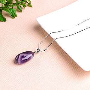 iSTONE 925 Sterling Silver Purple Amethyst Ladies Pendant Necklace, Gemstone Birthstone with 18" Silver Chain