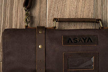 Load image into Gallery viewer, Waxed Canvas Chef Knife Roll - 15 Knife Slots, Card Holder and Zippered Pocket - Genuine Leather and Brass Buckles - Knives Not Included (Brown)
