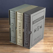 Load image into Gallery viewer, Scrabble, Monopoly, and Clue Vintage Board Game Bookshelf Collection
