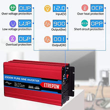 Load image into Gallery viewer, ETREPOW 2000 Watt/4000 Watt Pure Sine Wave Power Inverter 12V DC to 110V /120V AC Power Converter Wireless Remote Control-Off-Grid Inverter for Outdoor ,Home,Camping, RV,Truck,Car
