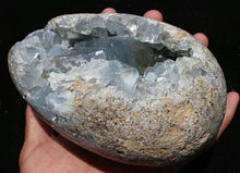 Load image into Gallery viewer, Crystal AgateLarge Celestite Crystal Egg Rare Natural Ice Sky Blue Celestine Geode Sparkling Cluster Druzy Reiki Madagascar Specimen Metaphysical Healing Mineral Quartz Stone
