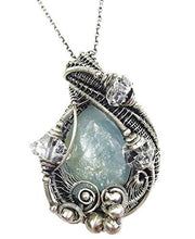 Load image into Gallery viewer, Wire-Wrapped Celestite Pendant in Sterling Silver with Herkimer Diamonds
