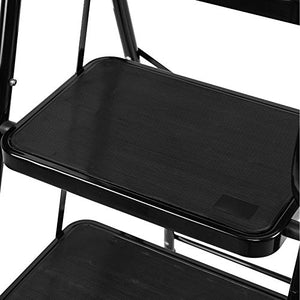 Step Ladders, Folding 4 Step Stool with Safety Rails Portable Heavy Duty 330 lb Load Capacity for Home Household Kitchen Office Garden,Black