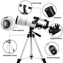 Load image into Gallery viewer, ToyerBee Telescope for Kids &amp;Adults &amp;Beginners,70mm Aperture 300mm Astronomical Refractor Telescope(15X-150X),Portable Travel Telescope with an Adjustable Tripod,A Phone Adapter&amp;A Wireless Remote
