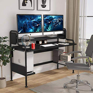 Tribesigns Computer Desk with Hutch, 55-Inch Large Gaming Desk with Storage Shelves, Studio Workstation Desk Studying Writing Table for Home Office