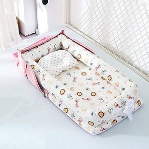 Baby Bassinet for Bed -Animal Kingdom Baby Lounger - Breathable & Hypoallergenic Co-Sleeping Baby Bed Baby Nest - 100% Cotton Portable Crib for Bedroom/Travel(0-24 Months)