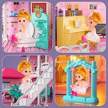 Load image into Gallery viewer, TEMI Doll House Dreamhouse for Girls - 4-Story 12 Rooms Playhouse with 2 Dolls Toy Figures, Fully Furnished Fashion Dollhouse, Pretend Play House with Accessories, Gift Toy for Kids Ages 3 4 5 6 7 8+
