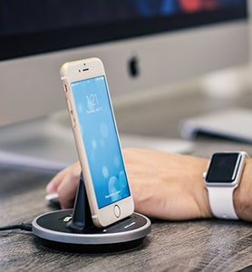 Encased iPhone Webcam Phone Mount - Apple MFi Certified, Adjustable Lightning Desktop Dock (Charge + Sync Compatible) for iPhone 7/8 Plus X XR XS Max, iPhone 11 Pro/Max (Aluminum/Black)