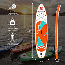 Load image into Gallery viewer, Ksports Inflatable Stand Up Paddle Board Orange 10.6ftⅹ32inⅹ6in, Quality SUP Accessories, Backpack, Waterproof Phone Bag. Wide Stance, Non-Slip Deck, Straps 6xD Rings for Superior Paddling Experience

