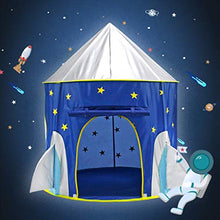 Load image into Gallery viewer, ELEOPTION Kids Play Tent Indoor Outdoor 3-in-1 Space Ship Play Tent for Boys Girls, Babies and Toddlers, Folding Kids Play Tent with Tunnel, Ball Pit Playhouse
