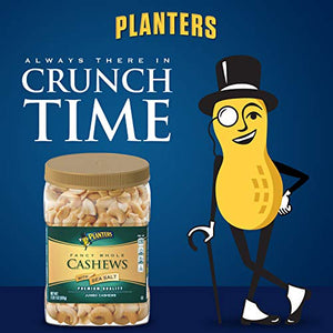 PLANTERS Fancy Whole Cashews with Sea Salt, 33 oz. Resealable Jar - Snack for Adults Made with Simple Ingredients - Good Source of Essential Nutrients - Kosher