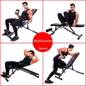 Adjustable Weight Bench Upgrade Utility Full Body Exercise Workout Bench Flat/Incline/Decline Bench Press for Home Gym Black